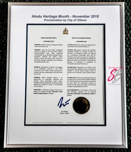 2018-11-03 Hindu Heritage Day Proclamation at the City Hall